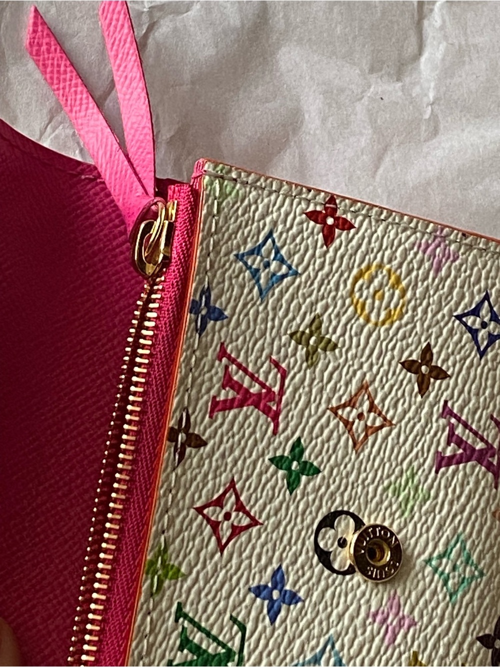 Authentic new LV X TM Monogram Multicolor Rosalie Coin Purse White Kawaii Pink - Picture 8 of 16